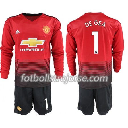 Manchester United Matchtröjor DE GEA 1 Barn Hemma Fotbollströja 2018-2019 Långärmad Manchester United Matchtröjor DE GEA 1 Barn Hemma Fotbollströja 2018-2019 Långärmad